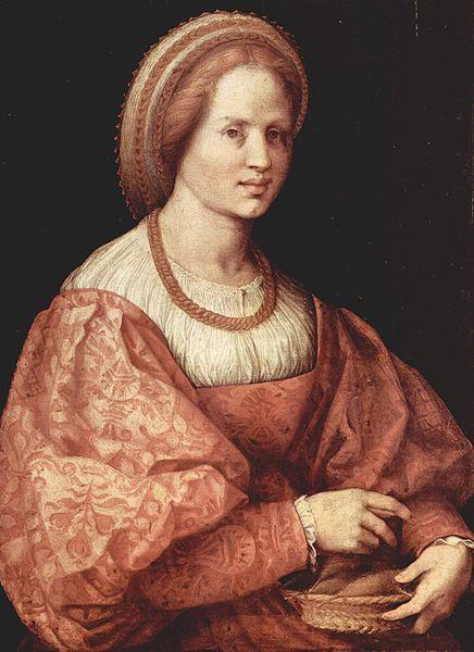 Jacopo Pontormo Portrat einer Dame mit Spindelkorbchen oil painting image